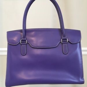 Lodis Purple Leather Work Satchel